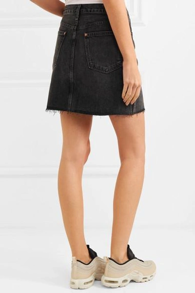 Shop Rag & Bone Moss Frayed Denim Mini Skirt In Black