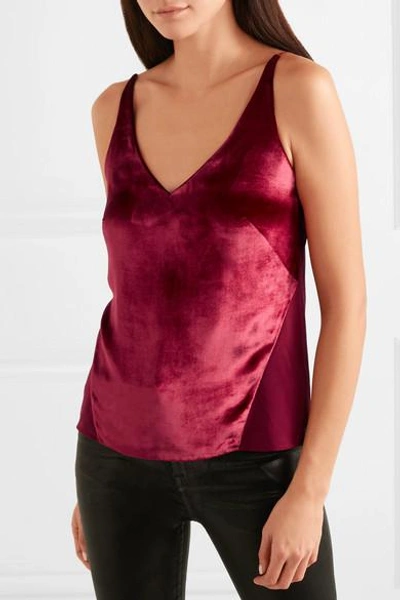 Shop J Brand Lucy Velvet And Silk-georgette Camisole In Red