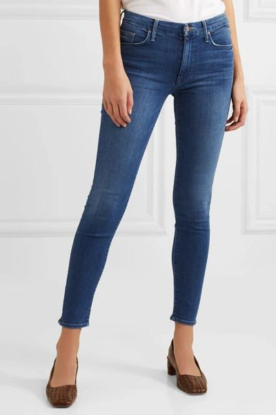 Shop Mother The Looker High-rise Skinny Jeans In Dark Denim