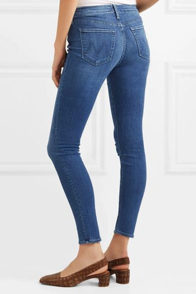 Shop Mother The Looker High-rise Skinny Jeans In Dark Denim