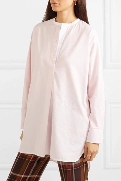 Shop By Malene Birger Tilli Striped Cotton-poplin Shirt In Baby Pink