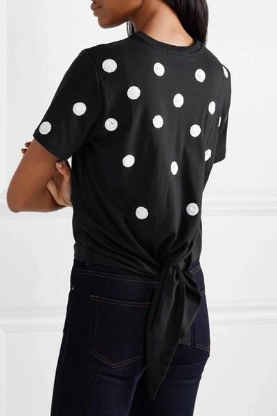 Shop Oscar De La Renta Sequin-embellished Modal And Cotton-blend T-shirt In Black