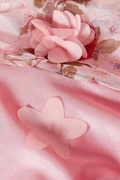 Shop Elena Makri Hebe Appliquéd Floral-print Swimsuit In Baby Pink