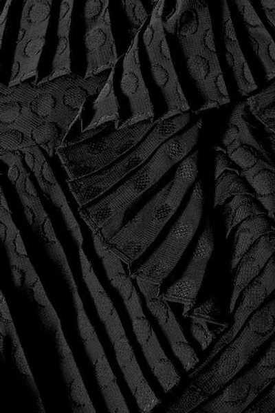 Shop Zimmermann Plissé-trimmed Fil Coupé Voile Wrap Dress In Black