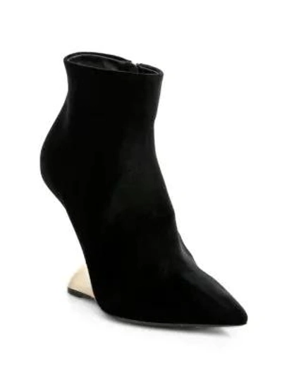 Shop Ferragamo Bolgheri Cut-out Wedge Booties In Black