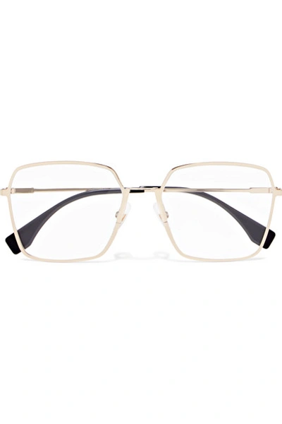 Shop Fendi Square-frame Gold-tone Optical Glasses