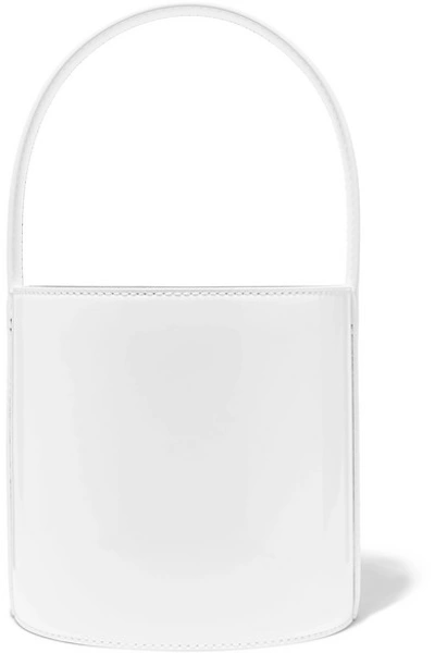 Shop Staud Bissett Patent-leather Bucket Bag In White