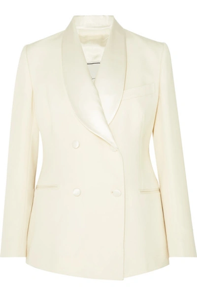 Shop Giuliva Heritage Collection Dorothea Double-breasted Wool Blazer In Ivory