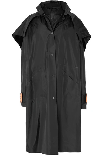 Shop Off-white Convertible Oversized Hooded Shell Coat In Black