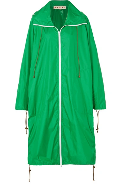 Shop Marni Hooded Shell Raincoat In Green