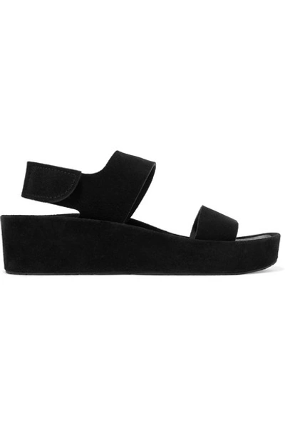 Shop Pedro Garcia Lacey Suede Platform Wedge Sandals In Black