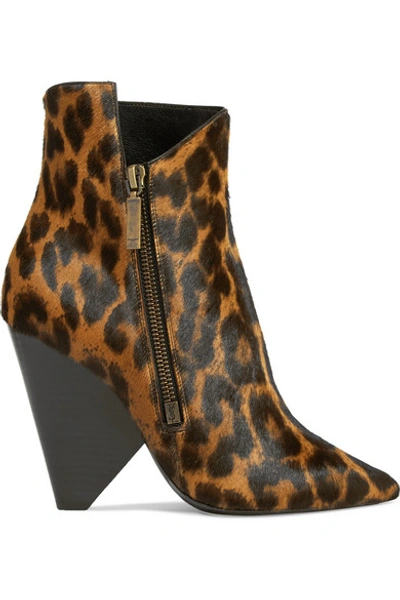 Shop Saint Laurent Niki Leopard-print Calf Hair Ankle Boots In Leopard Print