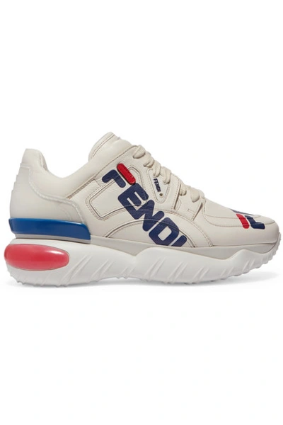 Shop Fendi Logo-print Leather And Rubber Sneakers