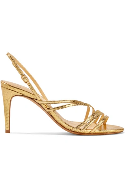 Shop Alexandre Birman Shanty Watersnake Slingback Sandals In Gold