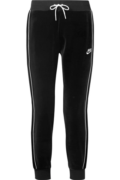 Shop Nike Stretch-velour Track Pants In Black