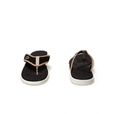 Shop Lacoste Men's L.30 Canvas Sandals In Black/light Tan