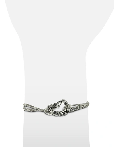 Shop Giacomo Burroni Designer Men's Bracelets Multi Chain Bracelet W/ring In Argent