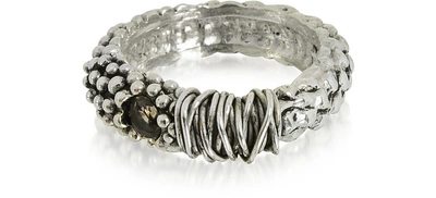 Shop Giacomo Burroni Designer Men's Rings Sterling Silver Ring W/crystal In Argenté