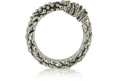 Shop Giacomo Burroni Designer Men's Rings Sterling Silver Ring W/crystal In Argenté