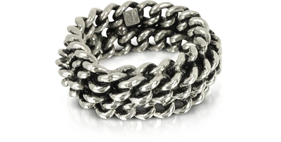 Shop Giacomo Burroni Designer Men's Rings Sterling Silver Links Ring In Argenté