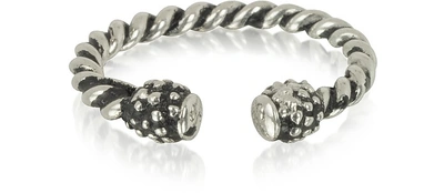 Shop Giacomo Burroni Designer Men's Rings Twisted Silver Ring In Argenté