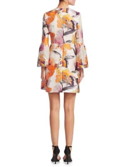 Shop Mary Katrantzou Ligretto Floral Bell-sleeve Dress In Orange Multi