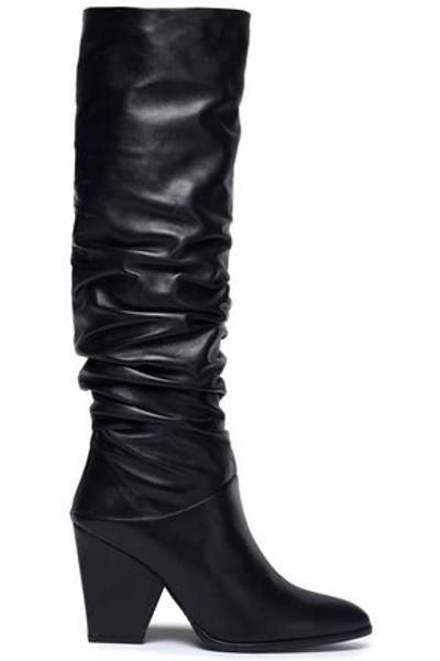 Shop Stuart Weitzman Leather Knee Boots In Black