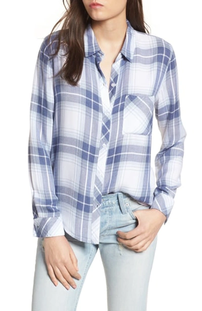 Shop Rails Hunter Plaid Shirt In Pacific Sky White