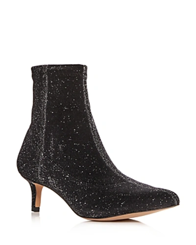 Shop Rebecca Minkoff Women's Sayres Glitter Kitten-heel Booties In Black