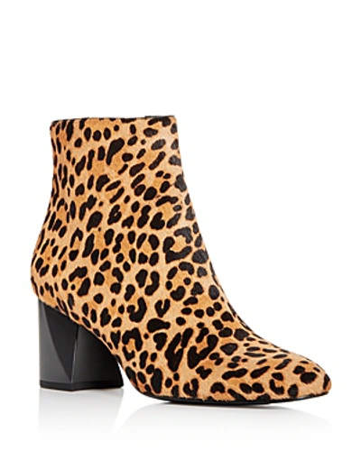 Shop Kendall + Kylie Kendall And Kylie Women's Hadlee Leopard Print Calf Hair Block-heel Booties In Light Blue