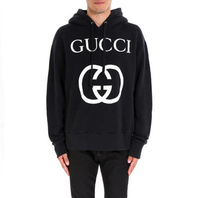 Shop Gucci Gg Logo Hoodie In Black