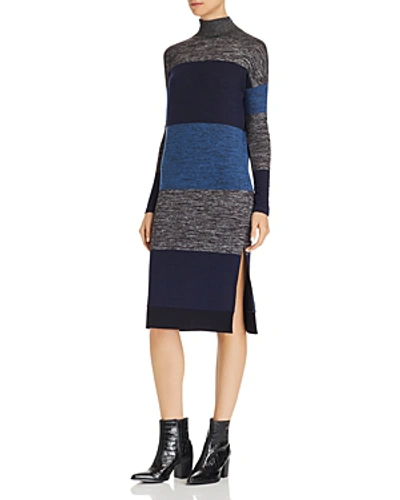 Shop Rag & Bone Bowery Striped Turtleneck Dress In Blue