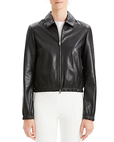 Shop Theory Leather Bomber Jacket In Black