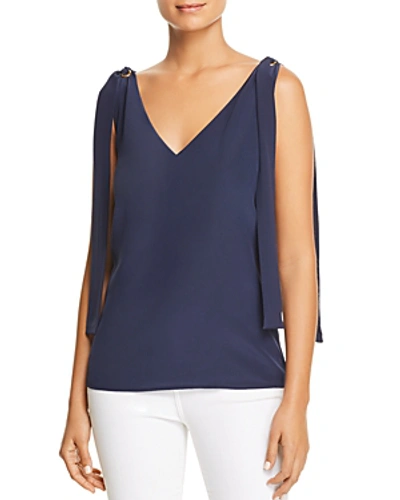 Shop Tory Burch Tie-detail Silk Top In Dark Blue