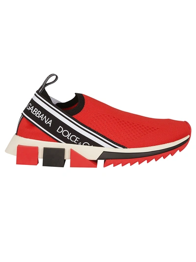 Shop Dolce & Gabbana Logo Strap Sneakers In Rosso/bianco