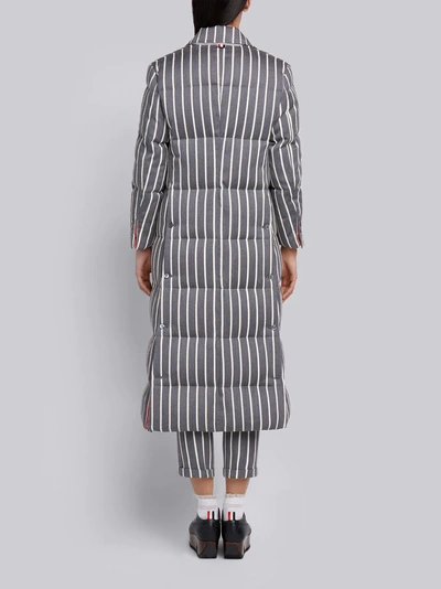 Shop Thom Browne Chenille Banker Stripe Wool & Cotton Overcoat In Grey