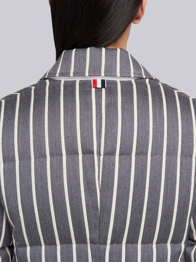 Shop Thom Browne Chenille Banker Stripe Wool & Cotton Overcoat In Grey