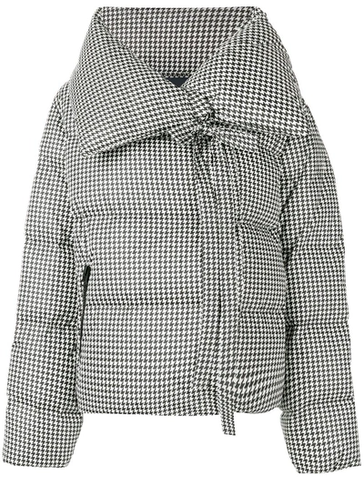 Shop Bacon Houndstooth Puffer Jacket In Black