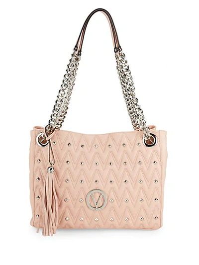 Shop Valentino By Mario Valentino Luisa Studded Chain Shoulder Bag In Rose