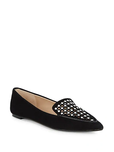 Shop Karl Lagerfeld Devan Embellished Suede Loafers In Black