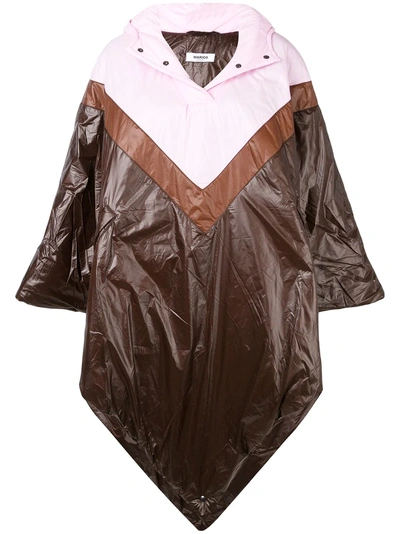 Shop Marios Padded Hooded Poncho - Brown