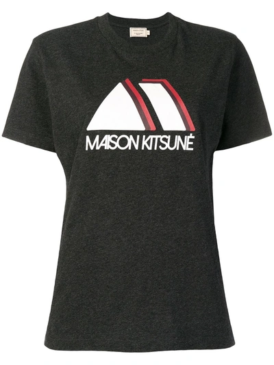 Shop Maison Kitsuné Logo Print T-shirt - Grey