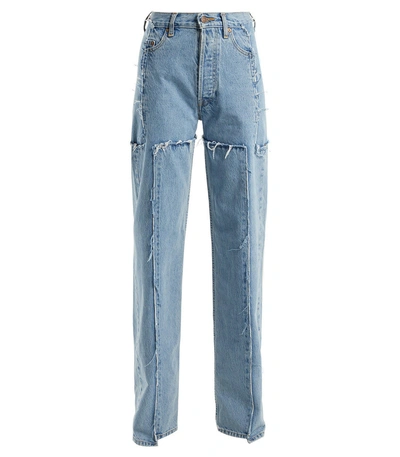Shop Vetements Blue X Levi's Frayed Denim Jeans