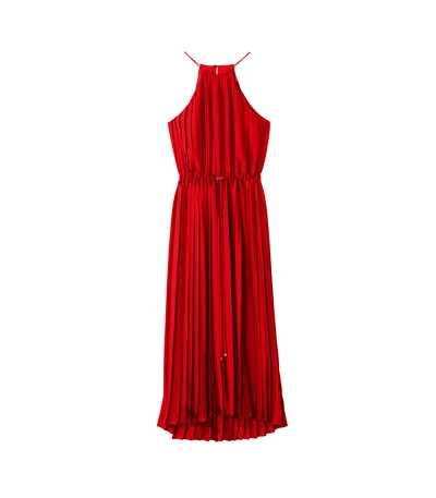 Shop Tibi Tomato Red Mendini Twill Pleated Dress