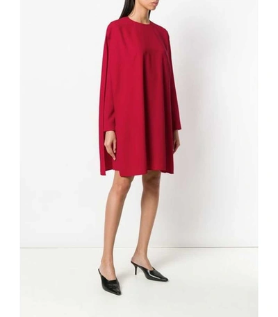 Shop Sara Battaglia Red Flared Cape Dress