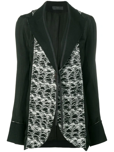 Shop Marc Le Bihan Contrast Panel Blazer In Black