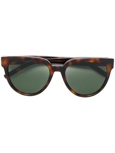 Shop Saint Laurent Eyewear Cat Eye Sunglasses - Brown