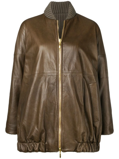 Alberta Ferretti Oversized Bomber Jacket - Brown In Brown