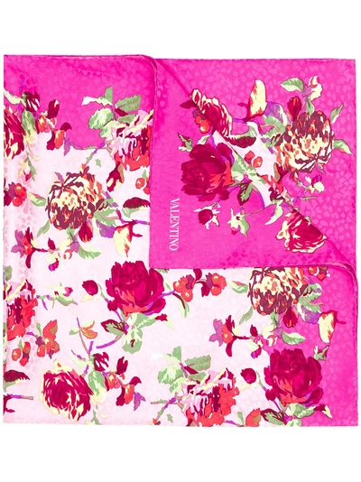 Shop Valentino Floral Print Scarf - Pink