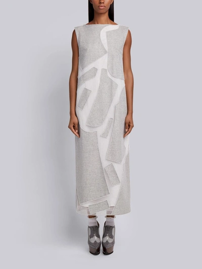 Shop Thom Browne Boned Flannel Column Dress In Grey